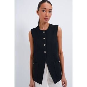 TUCKERNUCK Black Tweed Sonja Top Size L NWT Retail $128 Tuckernuck